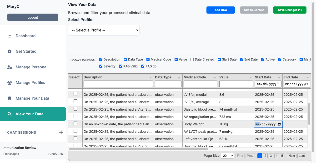 Screenshot of the Qwery app - View 2