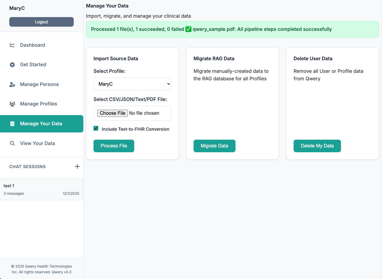 Screenshot of the Qwery app - View 3